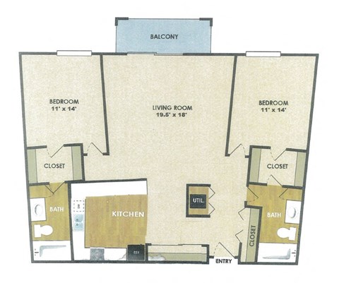 a floor plan of a living room and a kitchen